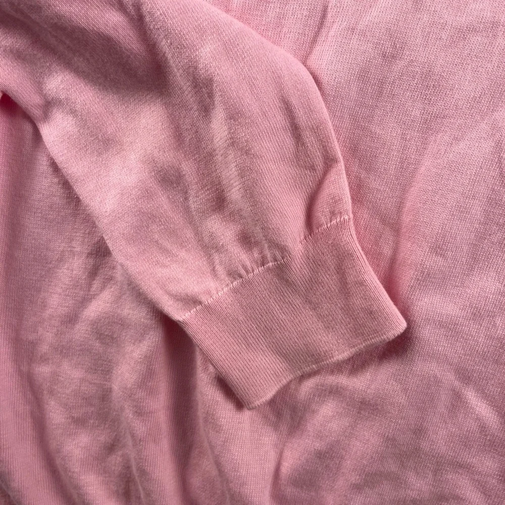 Polo Ralph Lauren Pink Pima Cotton V-Neck Sweater Mens Large Navy Pony Logo